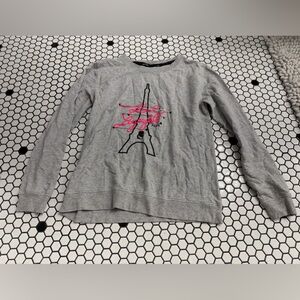 Karl lagerfeld Gray Eiffel Tower Sweatshirt w Pink Accents size small